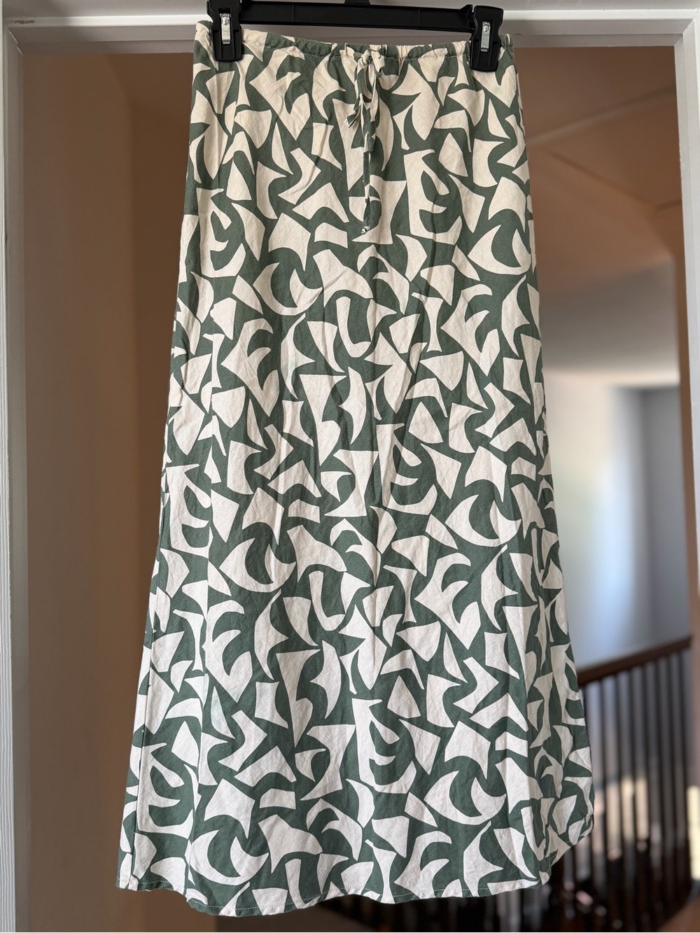 Marine Layer Sage and Cream Abstract Maxi Skirt